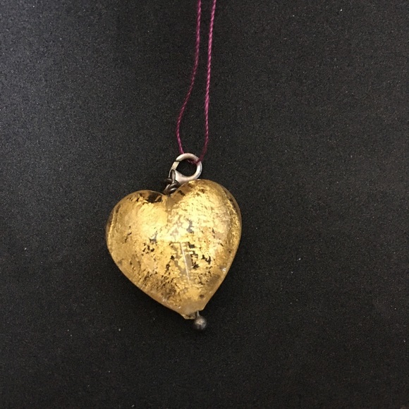 Yellow Glass Heart Pendant - Picture 1 of 3